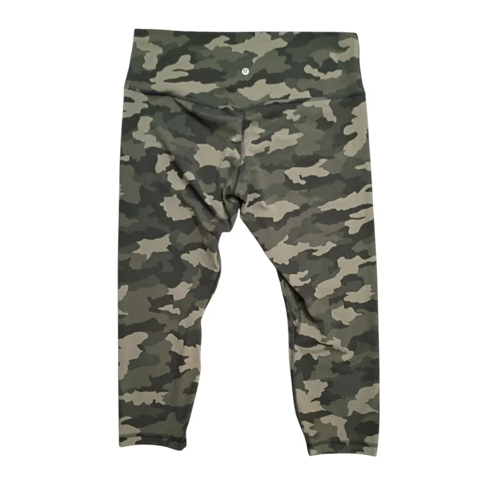 Lululemon Align Olive Camo Leggings- High-Rise Crop Women's Size 16  23
